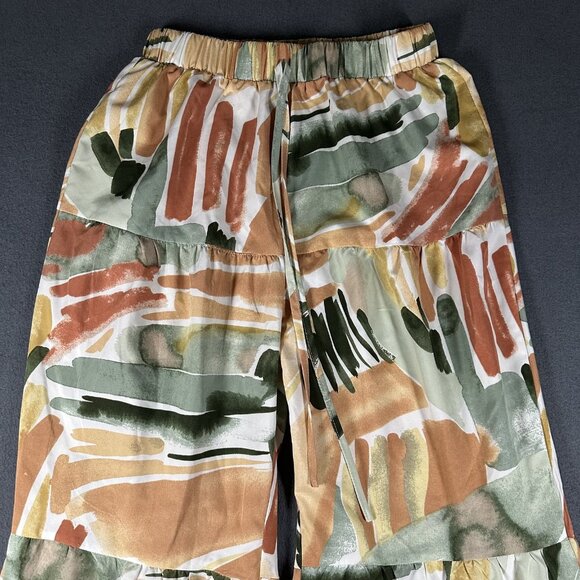 SHEIN Pants Womens Medium Boho Tiered Wide Leg Flow Palazzo Lightweight Elastic - Picture 3 of 7